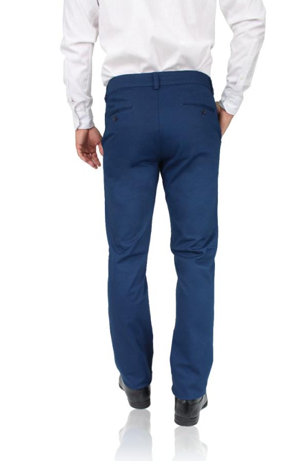 Pantalón De Vestir Stretch Color Azul Plúmbago Slim Fit Para Hombre